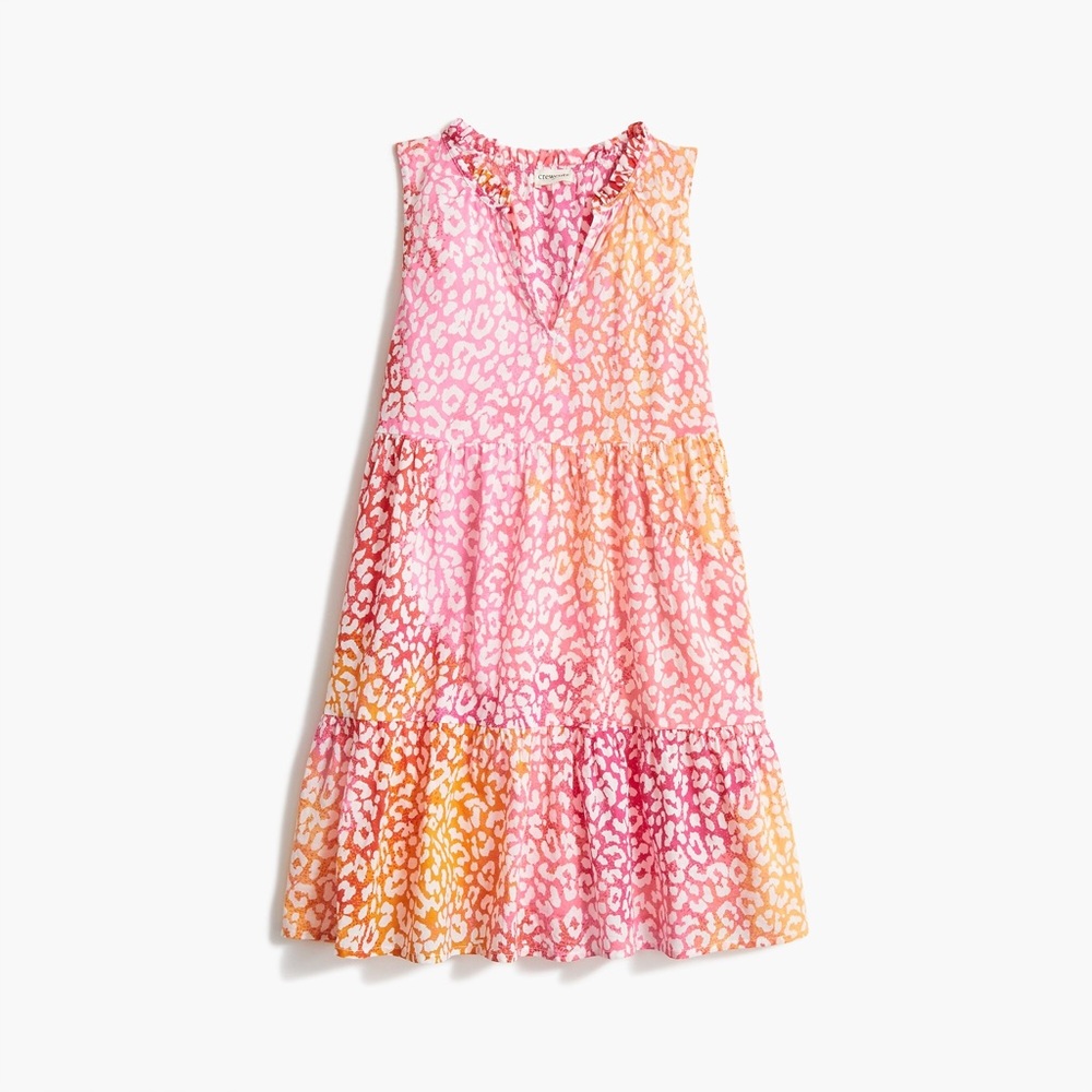 J Crew Factory Swim Coverup Leopard Print Pink Orange Lightweight Cotton Large